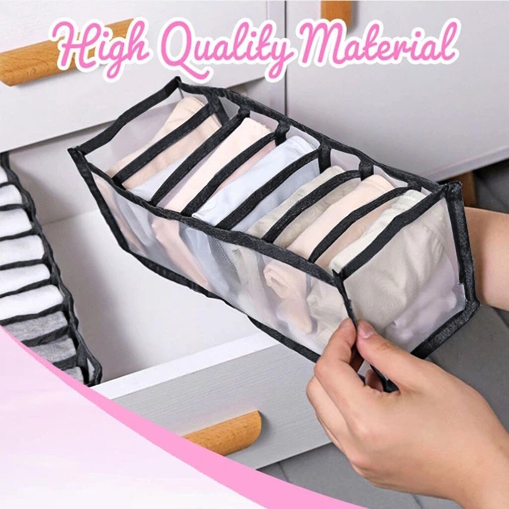 7 Cellen Ondergoed Opbergdoos Met Compartimenten Sokken Beha Lades Slipje Onderbroek Organizer Drawers Opslag Organisator Dozen: Black