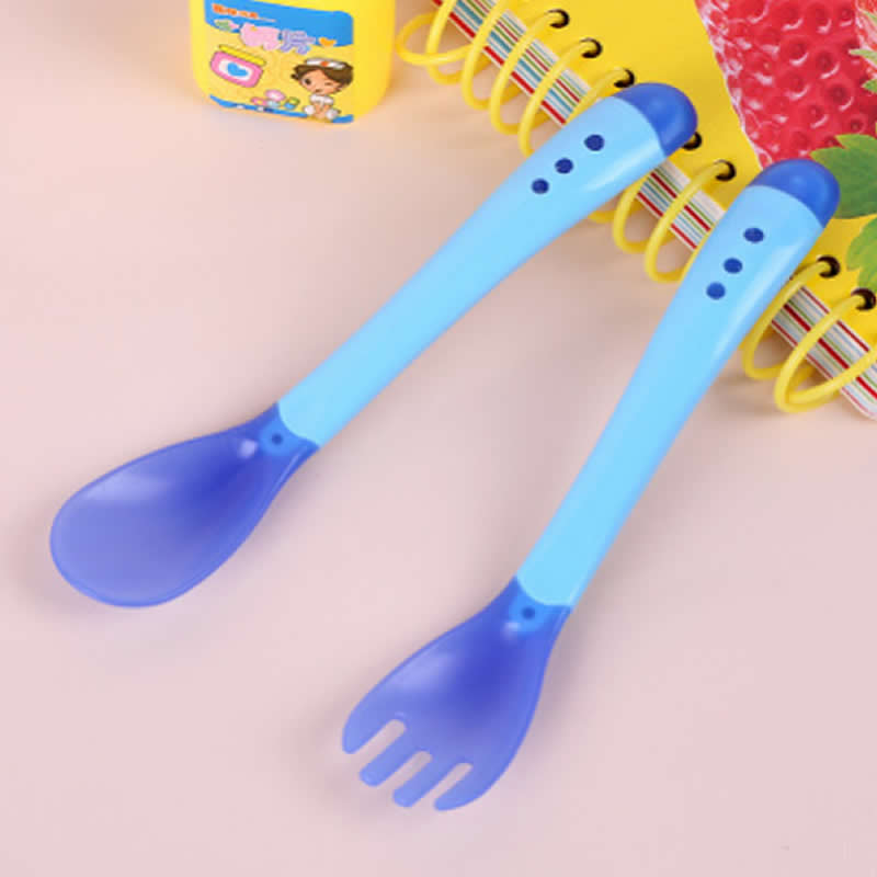 Handy Heat Sensing Thermal Spoon Baby Kids Weaning Silicone Head Tableware Baby Soft Head Safety Temperature Spoon
