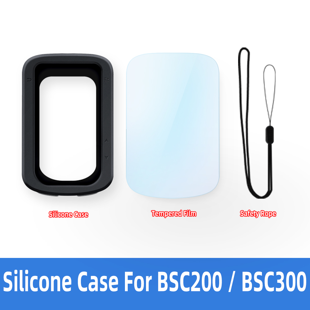 IGPSPORT BSC200 BSC300 película protectora de vidrio templado cubierta protectora de ordenador de bicicleta Protector de funda de silicona: Borgoña
