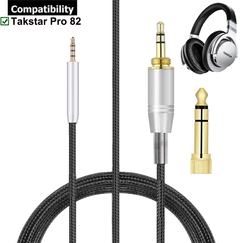Cable de extensión trenzado de nailon de repuesto OFC de 6,35mm para auriculares Takstar Pro82 Pro 82