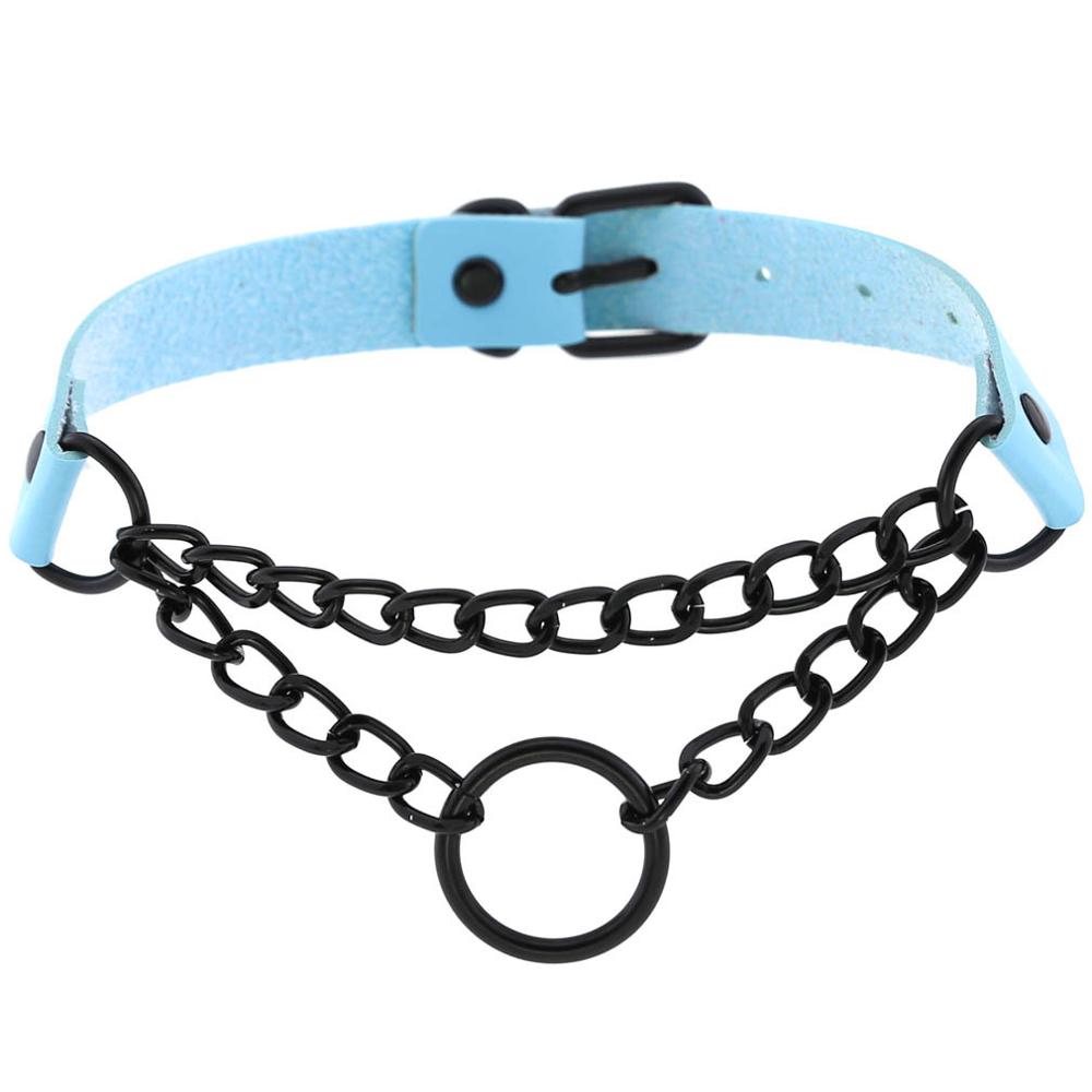 Schwarz Gothic O Kette choker kragen harajuku Punk Choker frauen mädchen schwarz leder chocker emo Kawaii hexe schmuck: light blue