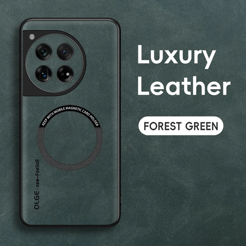 Magnetic Retro Leather Soft Case For OnePlus 12 11 13 OnePlus12 OnePlus11 5G Wireless Charging Phone Case Cover: ABS / green