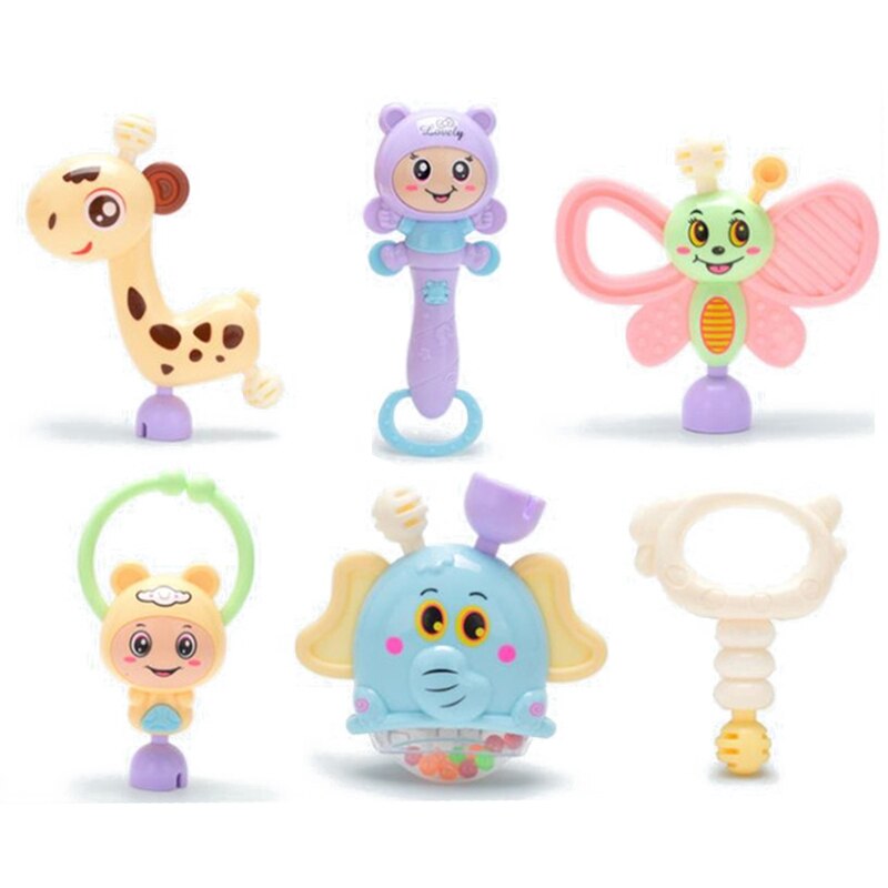6-10pcs Baby Toys Hand Hold Jingle Shaking Bell Teether Ring Baby Rattles Toys Newborn Baby 0- 12 Months Teether Toys: 6Pcs