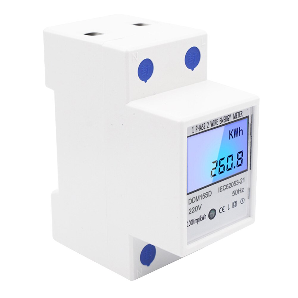 LCD Digital Single Phase Energy Watt KWh Meter Rail Mount Multi-Function Wattmeter YE