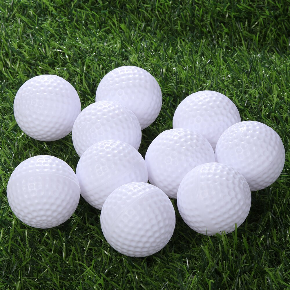 10Pcs White PU Foam Soft Sponge Golf Ball Light Weight Practice Golf Balls Flexible True Flight Air Ball Indoor Sports Accessory