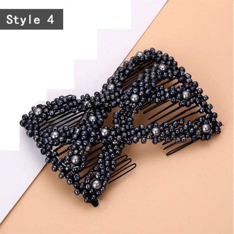 Easy Fix Magic Hair Comb Elastic Hairpin Stretch Hair Comb Sales Beaded Hair Magic Comb Clip Beads Pin Ladies Hair Comb