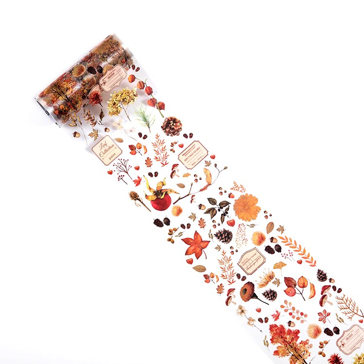 10cm*3m, botanical illustration diary paper tape PET transparent tape DIY scrapbook label label masking tape: B