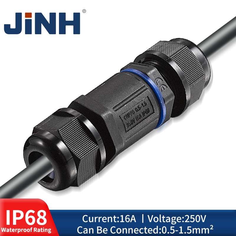JINH IP68 CNP 20 waterdichte verbindingskabel snelkoppelingen aansluitbouten handig regendicht recht aanpassen draden blauw Pa66 16A