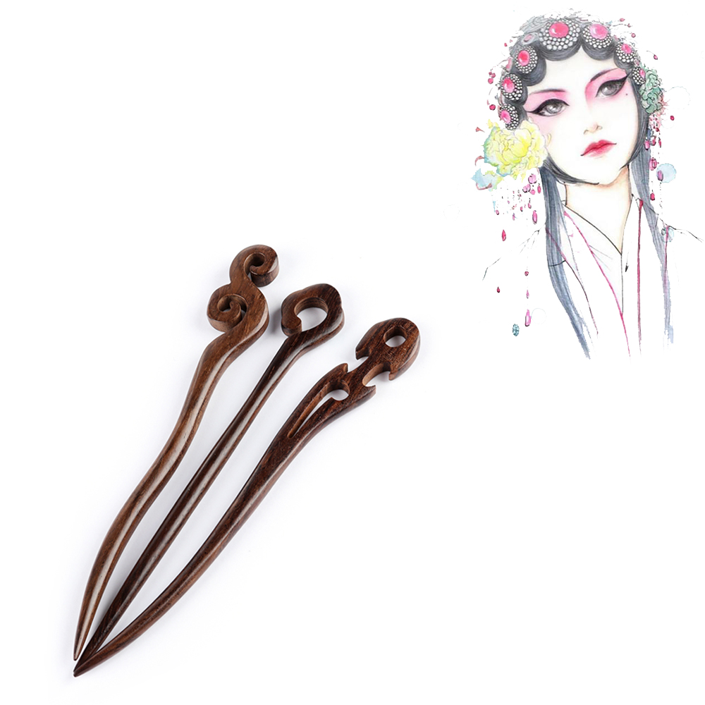 1Pcs Retro Haar Chopstick Vrouwen Onzichtbare Haar Pin Vintage Handgemaakte Gesneden Hout Haarspelden Hair Styling Tool Accessoires Chic