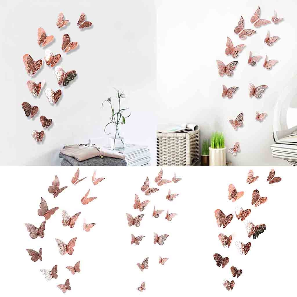 12 pièces papillons Stickers muraux autocollants autocollants sur le mur nouvel an décorations pour la maison 3d papillon Pvc papier peint pour salon