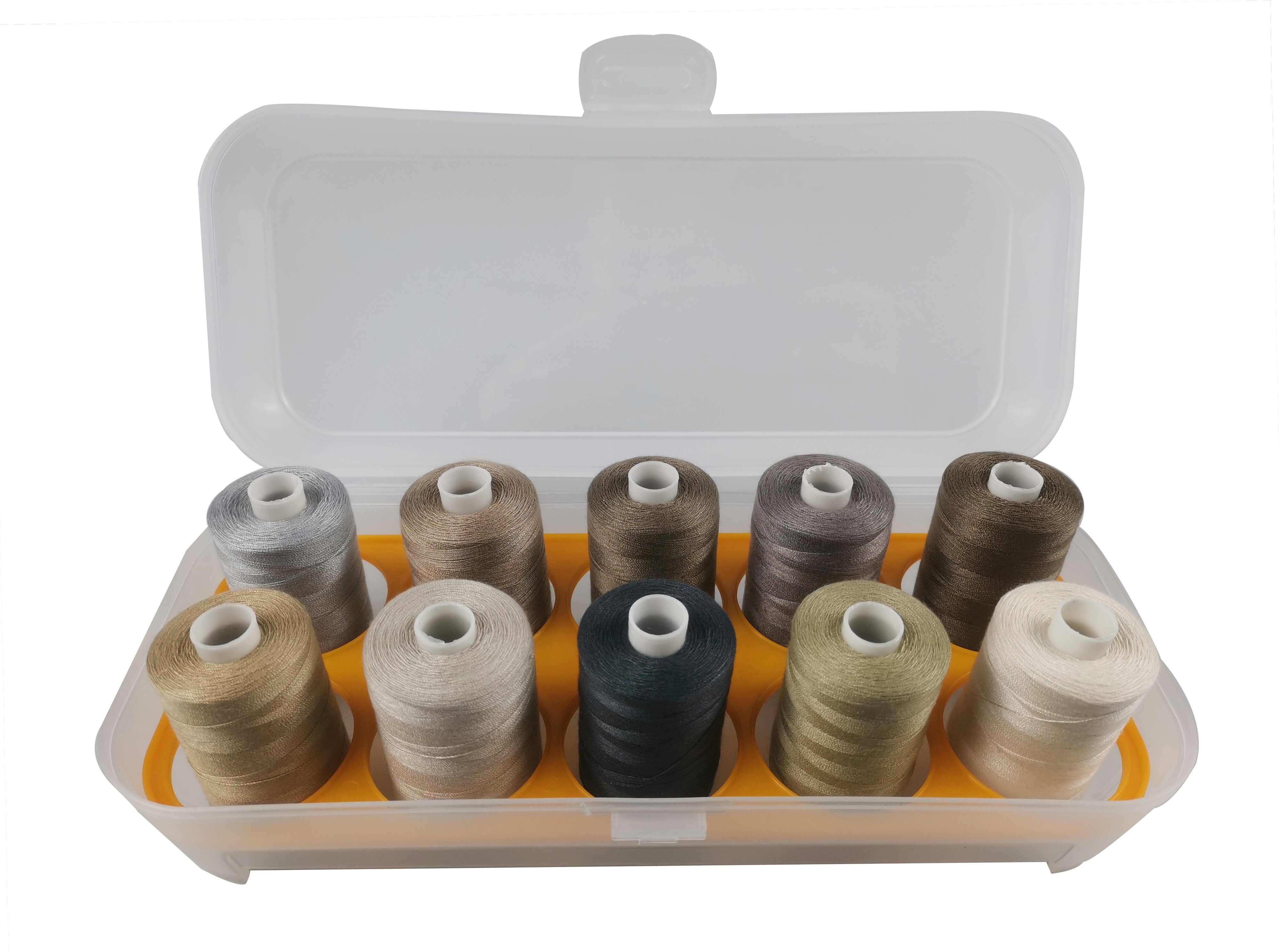 Sewing Machine Thread Polyester 1000 Yards 10 Colors Super Strong Kevler With Clear Plastic Storage Case