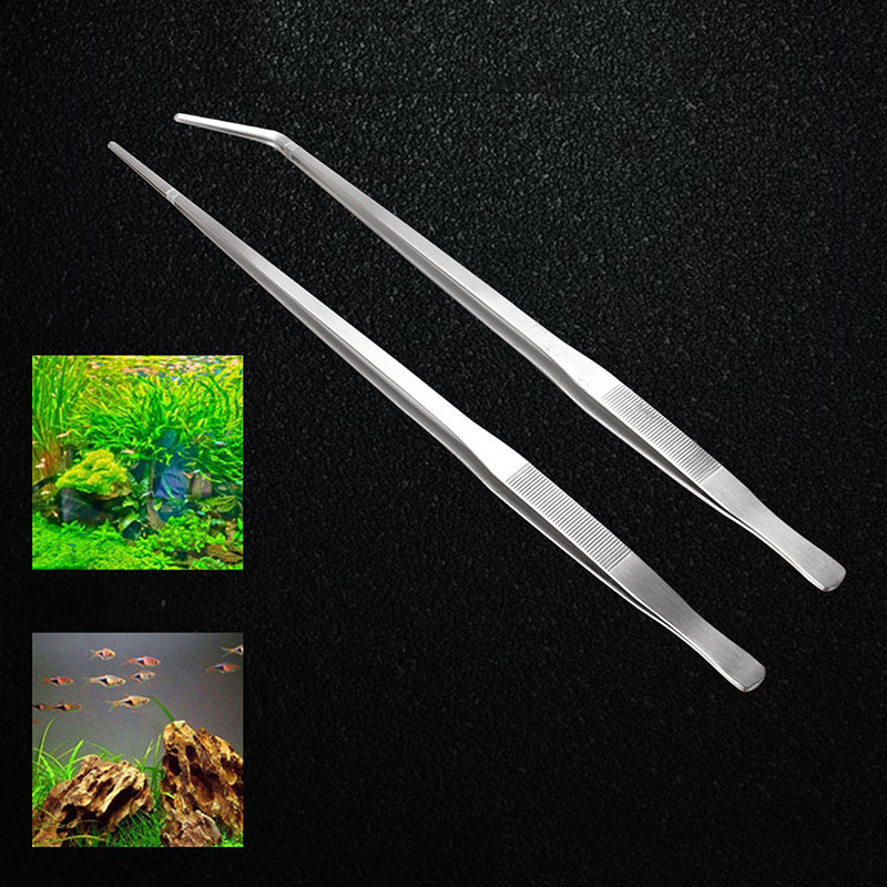 Aquatic Plant Pincet Rvs Aquarium Pincet Tang Rechte Curve Lange Tang Clip Fish Tank Plant Aquascape Gereedschap