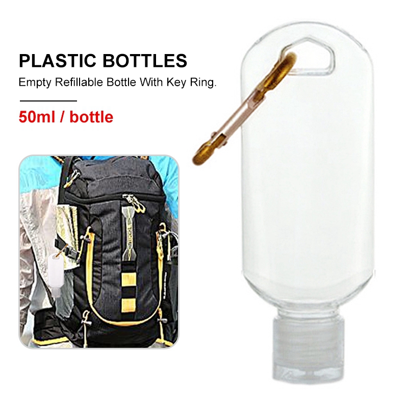 Botellas portátiles de desinfectante de manos, dispensadores de jabón líquido/Gel, botella invertida colgante para viaje, 10 Uds., 50Ml