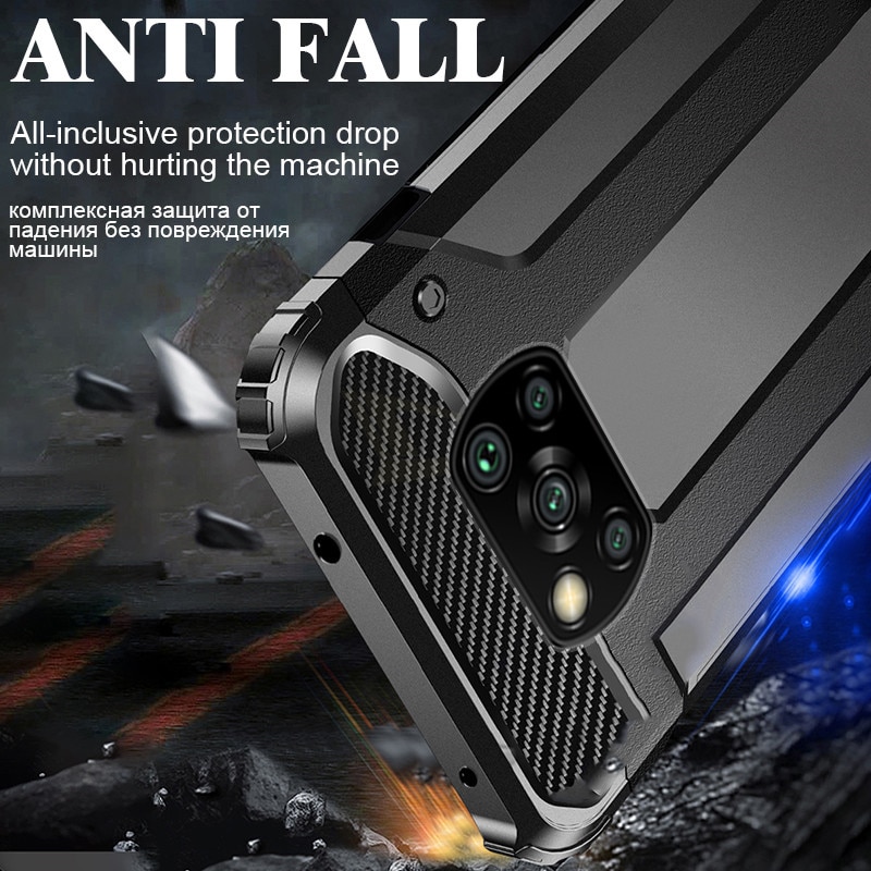 Aurora's robuuste impact case voor xiaomi poco  x3 nfc luxe hybride pantser schokbestendige harde pc + tpu voor pocophone  x3 case