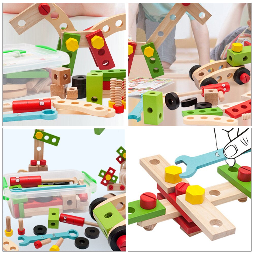 1 Set Houten Speelgoed Simulatie Houten Repareren Kit Speelbal Tool Kast Speelgoed Repareren Kit Speelgoed Voor Kinderen