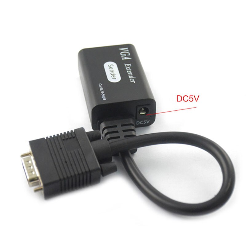 1 Pair 1080P VGA to RJ45 LAN Ethernet Extension Adapter Up to 80M Over CAT5E/6 Cable HDTV VGA Extender Repeater Signal Booster