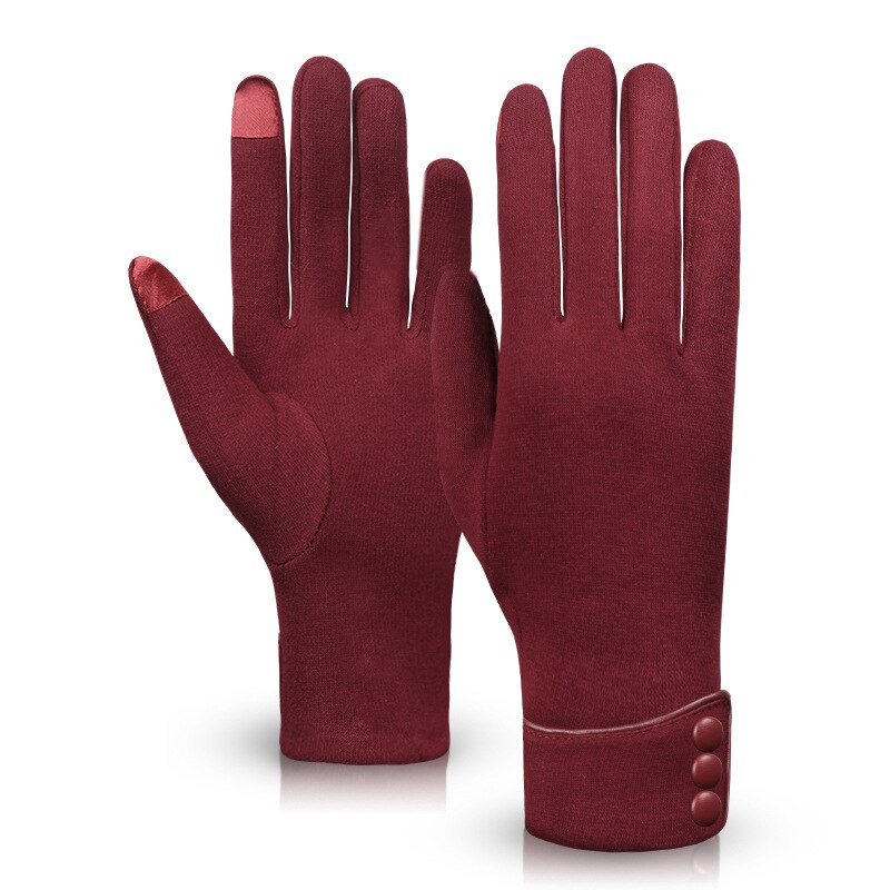 Rimiut Women Touch Screen Winter Gloves Autumn Warm Gloves Wrist Mittens Driving Ski Windproof Glove luvas guantes handschoenen: Wine Red