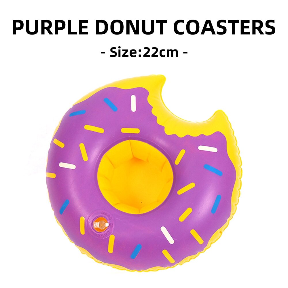 Coaster Inflatable PVC Donut Lemon Watermelon Pineapple Crab Love Cup Holder Inflatable Water Floating Cup Holder: purple donut