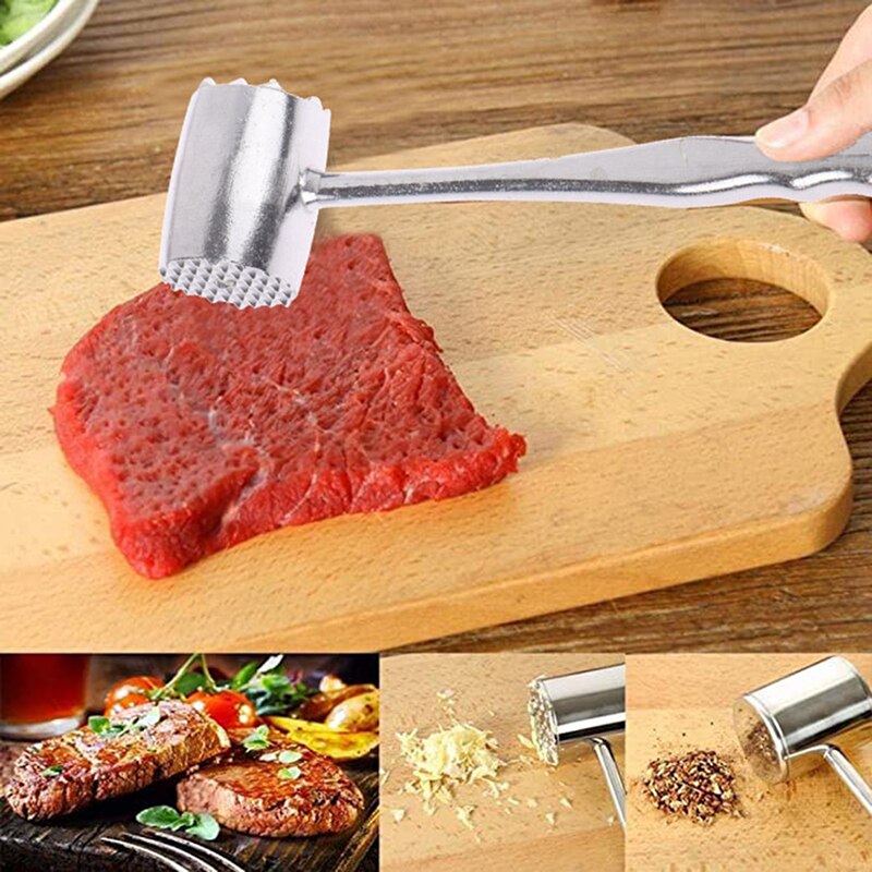 - 1Pcs Kitchen Steak Pork Meat Hammer Two Sides Loose Tenderizers Aluminum Alloy