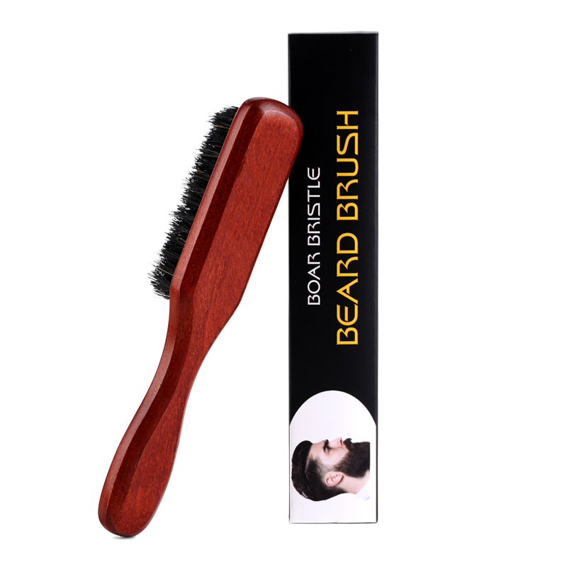 Material de cerdas de jabalí, cepillo de barba de haya, herramientas profesionales de afeitado, cepillo de afeitar para reducir el Frizz, accesorios de barbería: Castaño