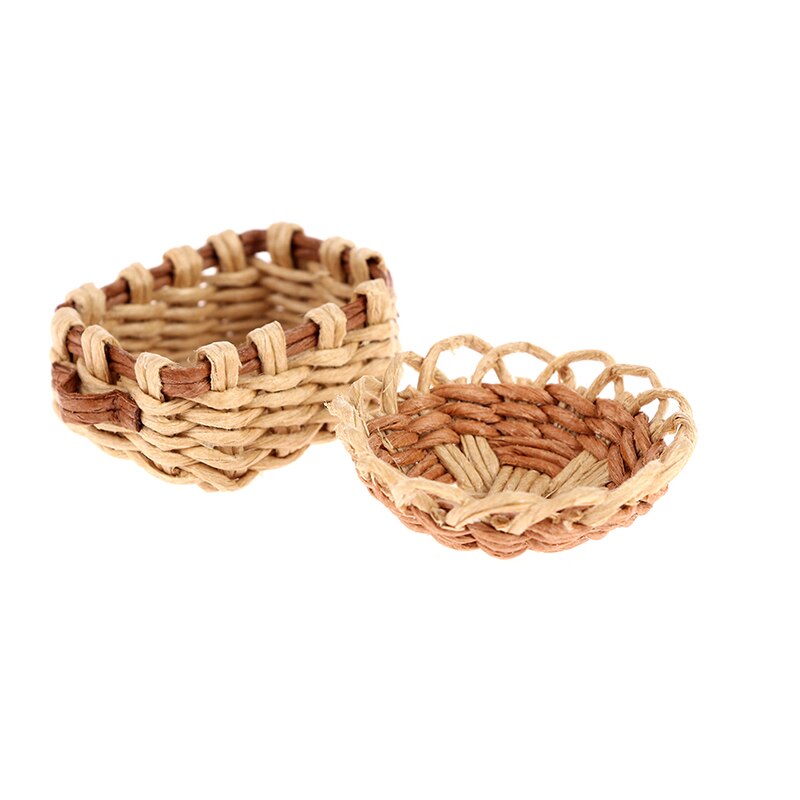 Cute Mini 1:12 Dollhouse Miniature Bamboo Rattan Frame Vegetable Food Storage Basket Doll Miniature Decoration