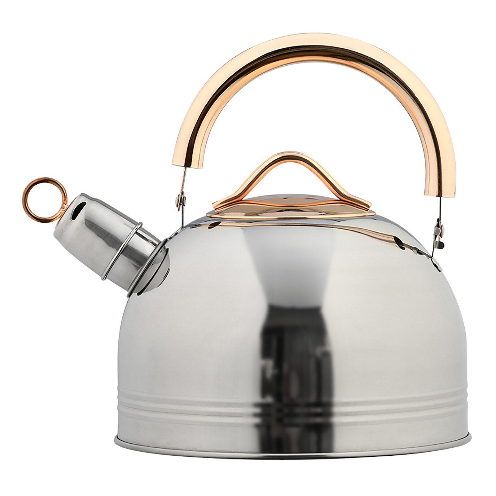 Moderne waterkoker - 2,1L modern design, met zwart fluitje - nikkelvri