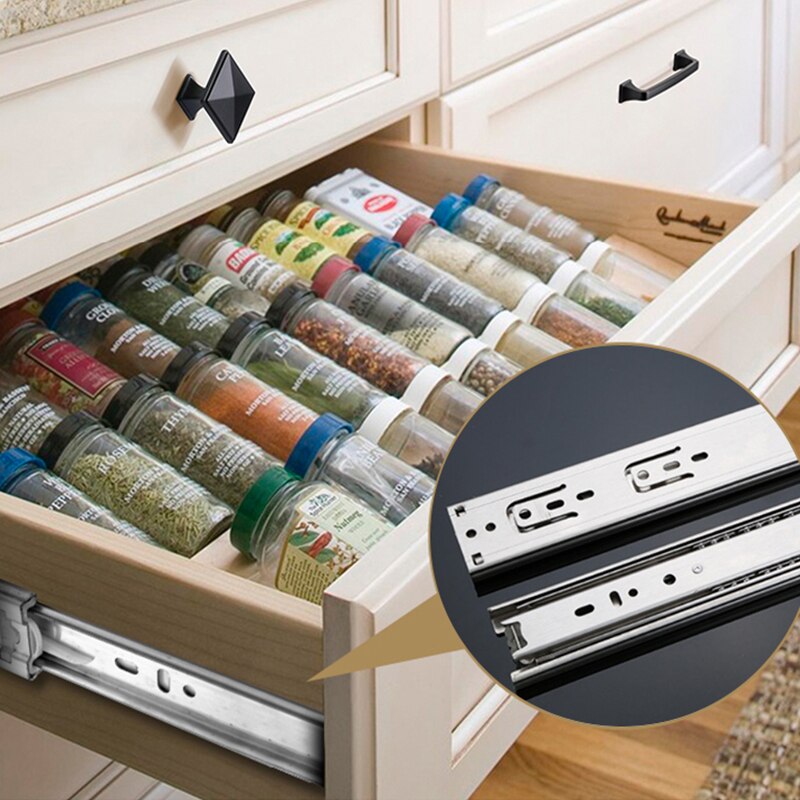 8"-22" Stainless Steel Drawer Slider Soft Closed Drawer Track Sliding Three-Section Cabinet Slider Furniture Hardware Damping