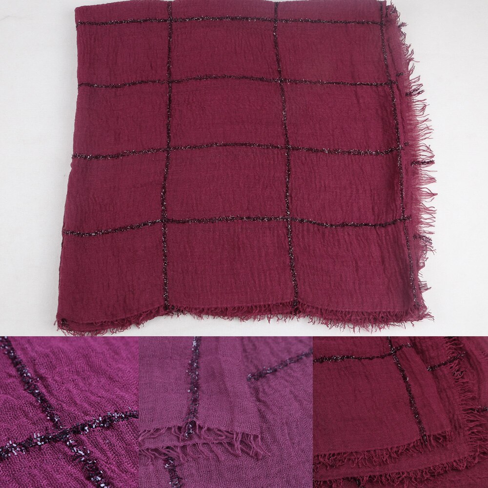 Hijab en coton déchiré pour femmes, , froissé, sertissage, turban, avec paillettes, lignes en dentelle, écharpe de tête, châle,