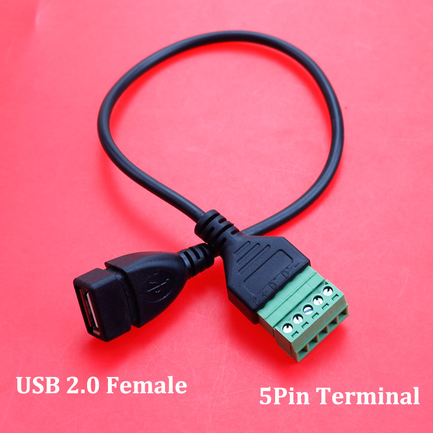 3.5mm Mono Stereo Micro Mini USB 2.0 Type-C Male to 5 Pin Female Bolt Screw Connector with Shield Terminal Plug Adapter Cable: Brown