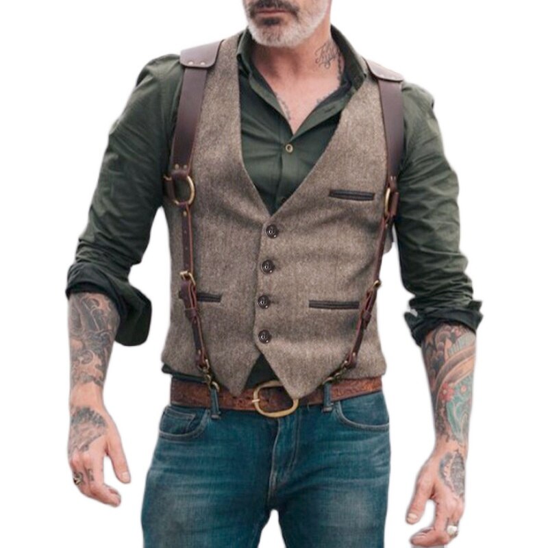 Colorblock dress vest menn viktoriansk steampunk casual herre vest gentleman bryllup slank vest kul menn gilet 3xl: Xxl
