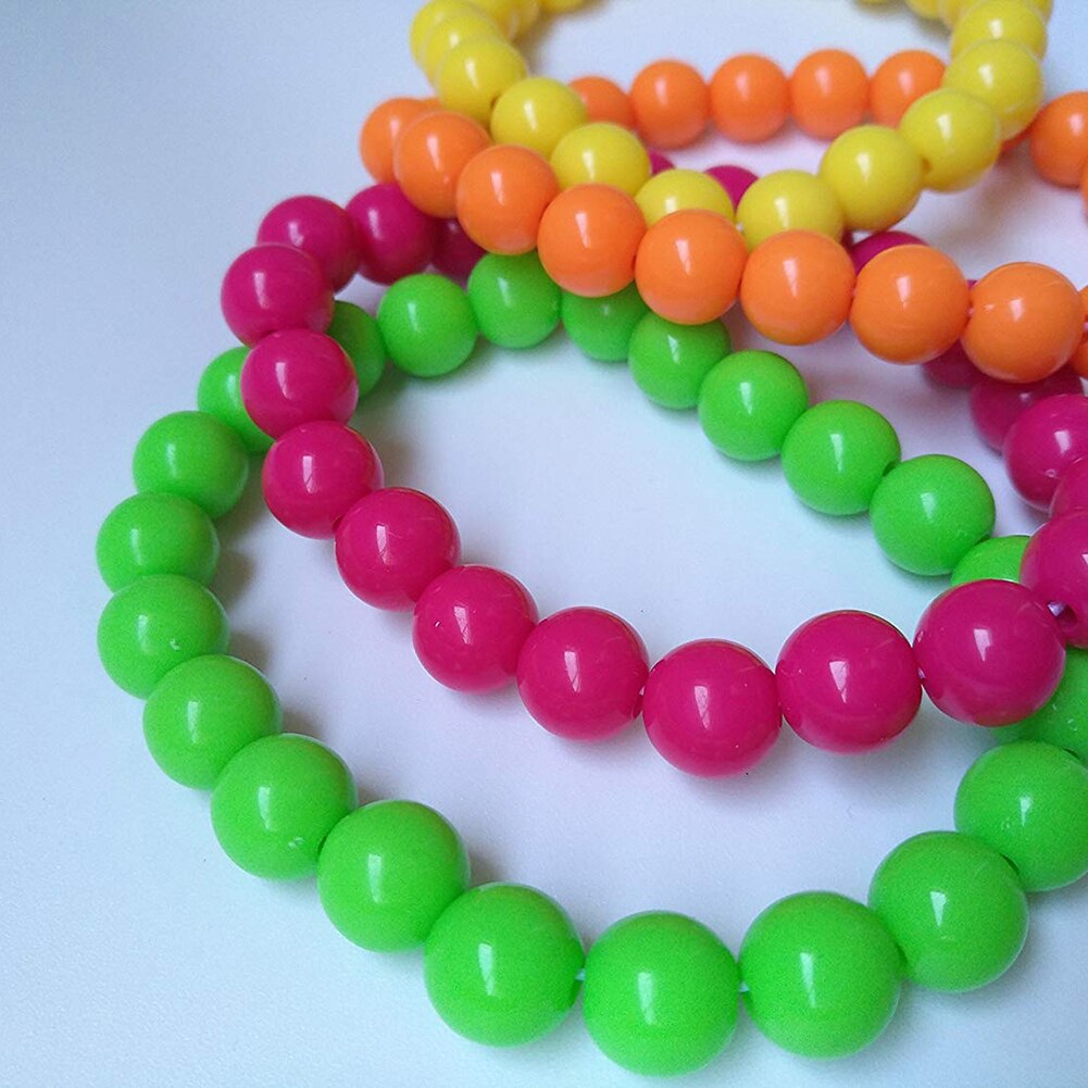 4 Uds. De hilo de cuentas de Color neón collares pulseras joyas accesorios de vestido de collar y pulsera accesorios de Cosplay