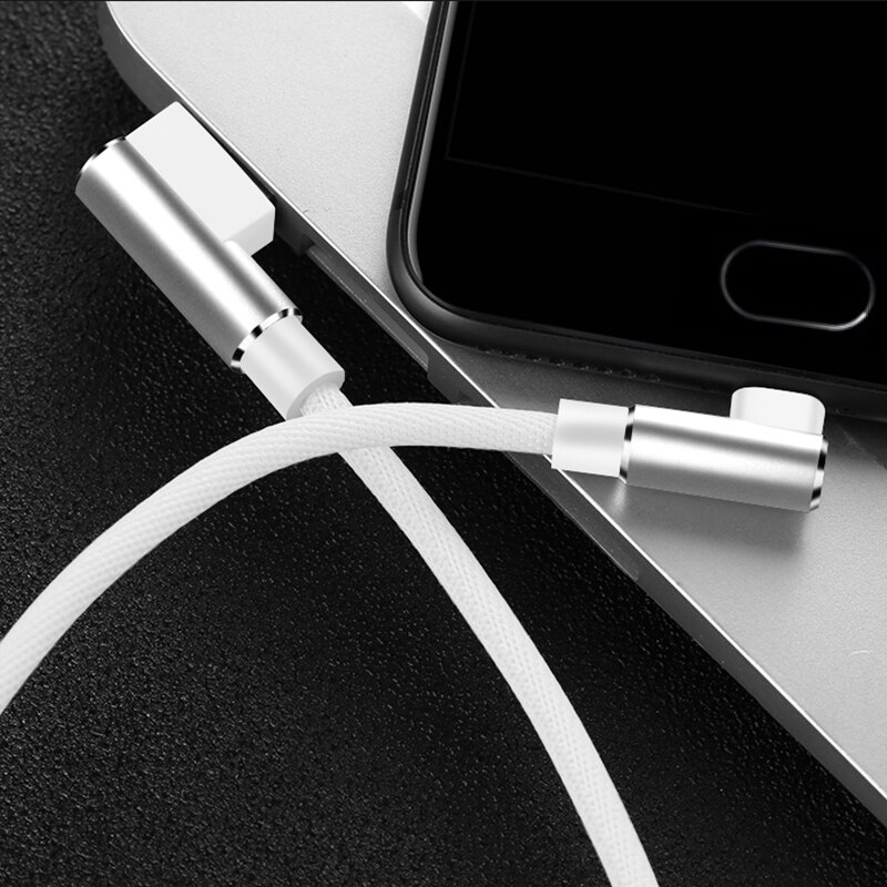 90 Degree Type-C Charger Cable For S9 S8 Huawei P20 Pro Oneplus 6 5 One Plus Xiaomi TypeC Long 3M Fast Charge Data USB Wire Cord: white / 1m