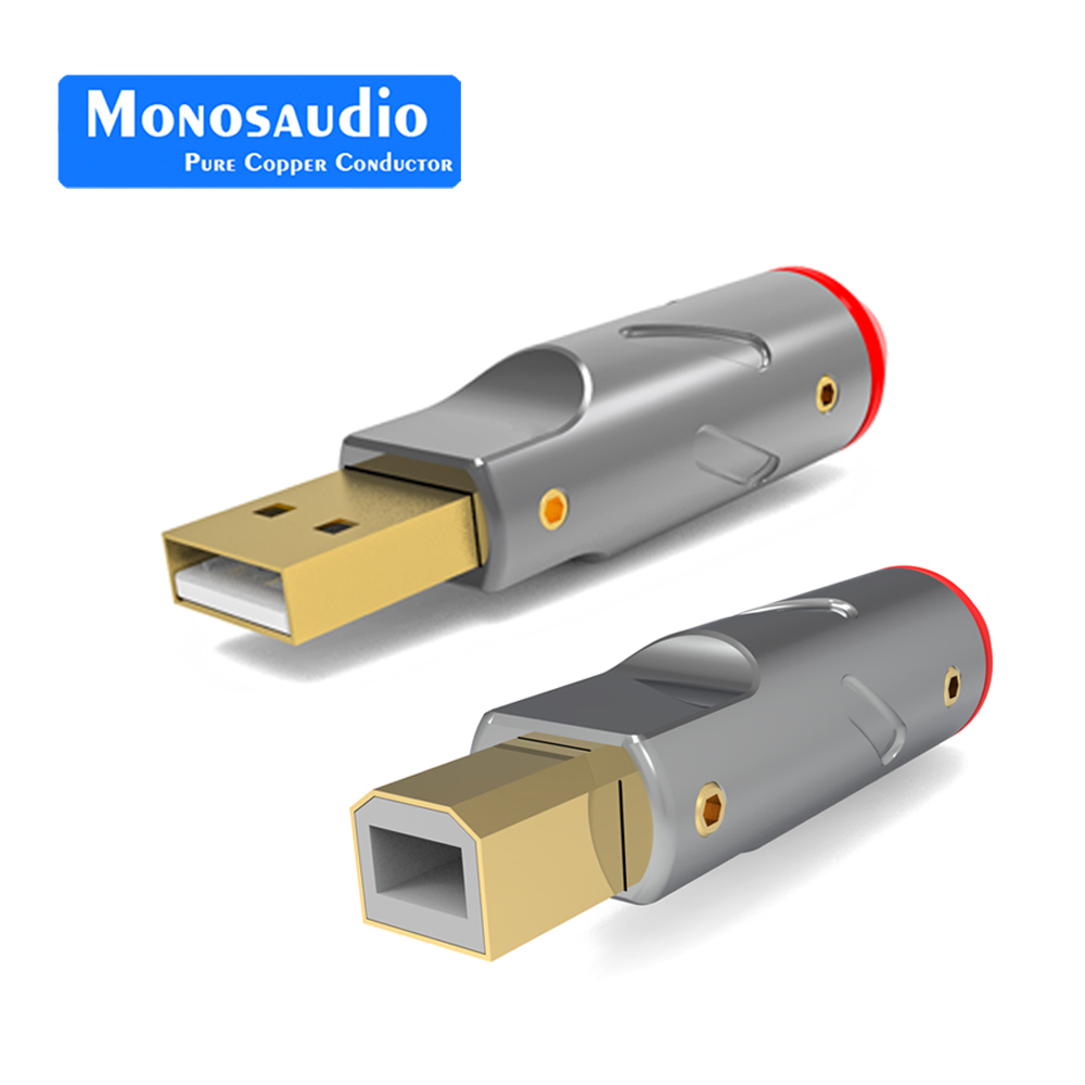 Monoaudio  a51/b51 24k gold-plated usb 2.0- connector diy usb a to usb b connector hi-fi usb cable usb housing: Green
