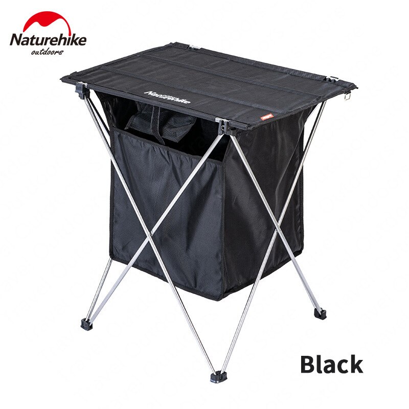 Naturehike Outdoor Folding Storage Box Table Portable Splicing Camping Aluminium Alloy Table BBQ Picnic Table Storage Box Table: Black