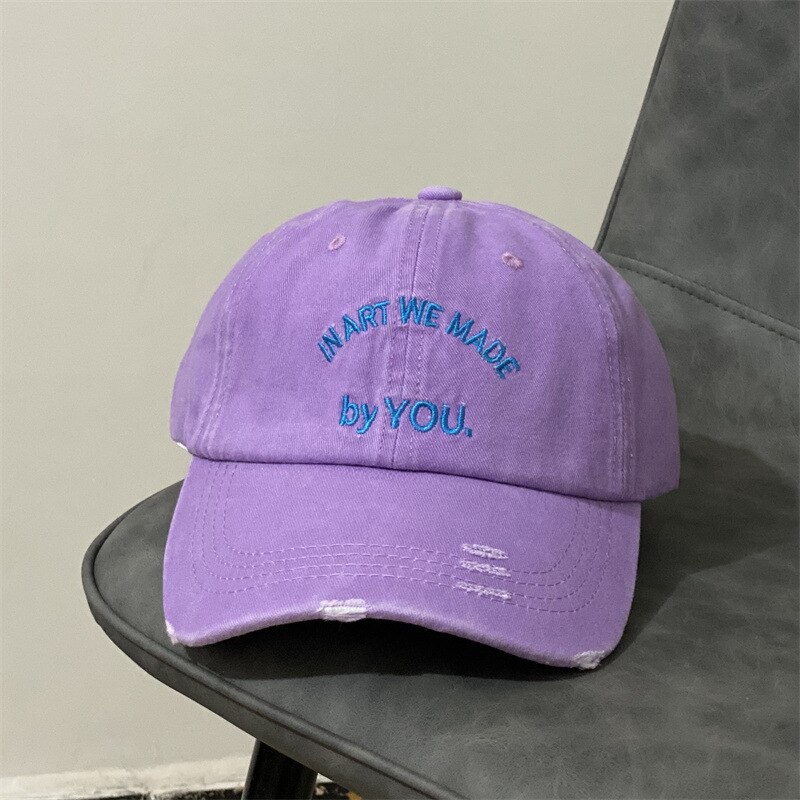 Casquette de Baseball avec lettres brodées pour femme, décontractée, style sauvage, avec visage, Version coréenne, avec trou pour le haut souple, Hip-hop: Lavande
