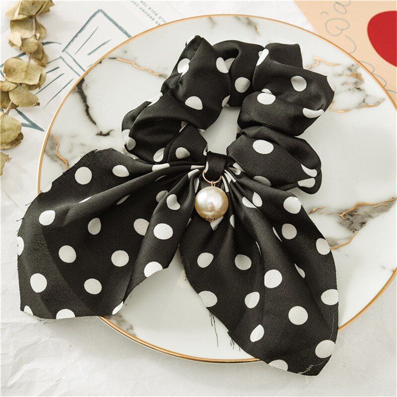 Sommer hestehale tørklæde elastisk hårreb til kvinder hår sløjfer scrunchies hårbånd med blomsterprint bånd hårbånd: 7