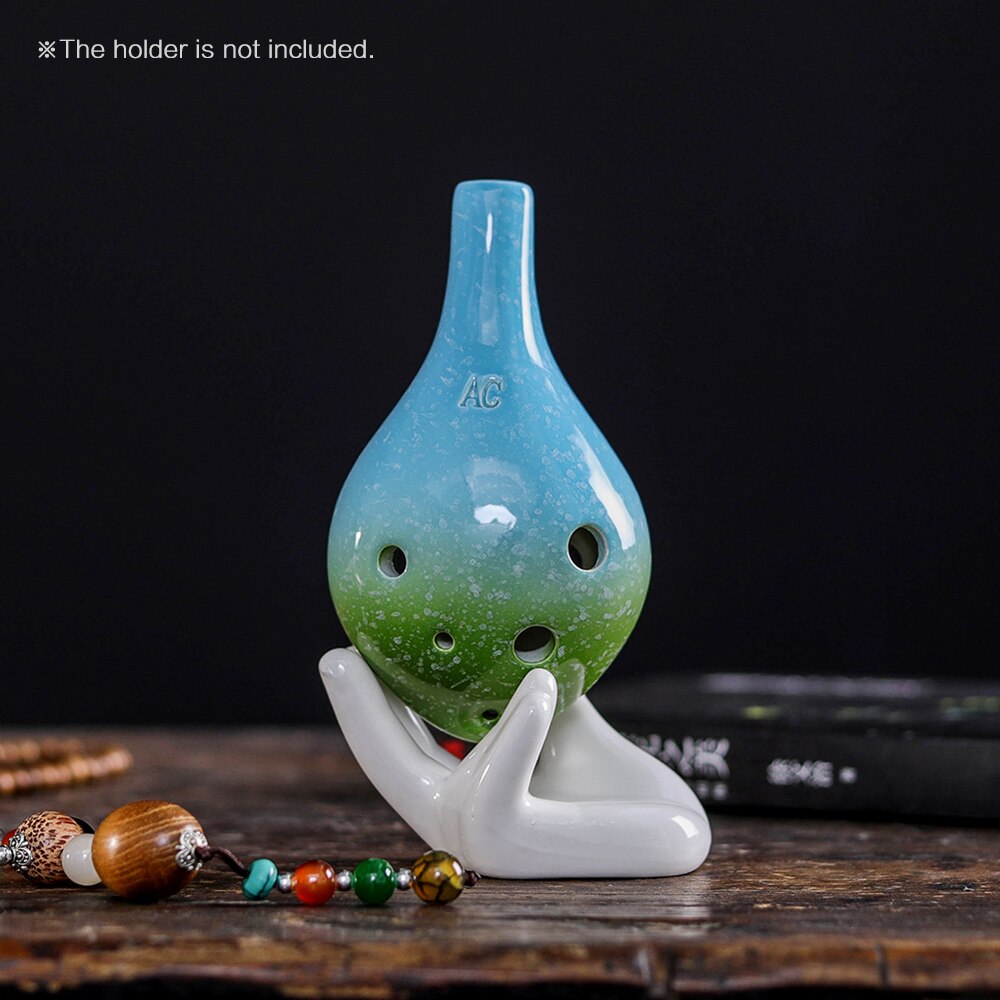 Ocarina de cerámica con 6 agujeros, instrumento Musical de estilo de botella de vino Alto C con cordón, puntuación de música para amantes de la música y principiantes