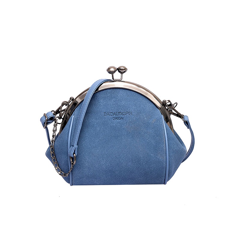 Bolso de hombro informal con solapa para mujer, bandolera pequeña, colores caramelo: Azul