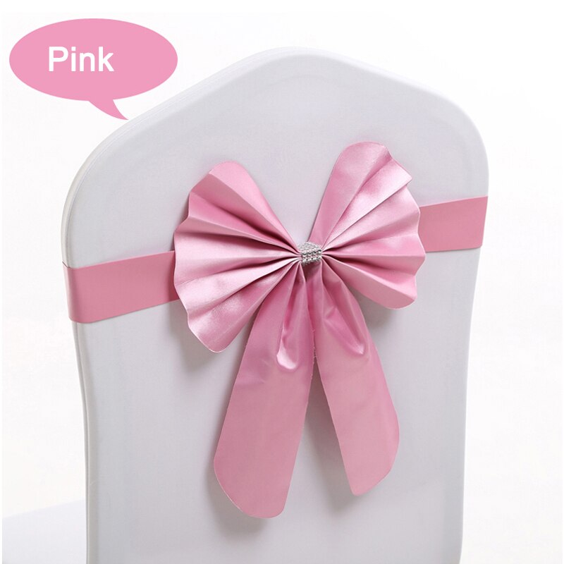 1 Stks/partij Stoel Cover Elastische Stoel Cover Stoel Terug Bloemen Boog Decoratie Hotel Bruiloft Stoel Terug: Roze
