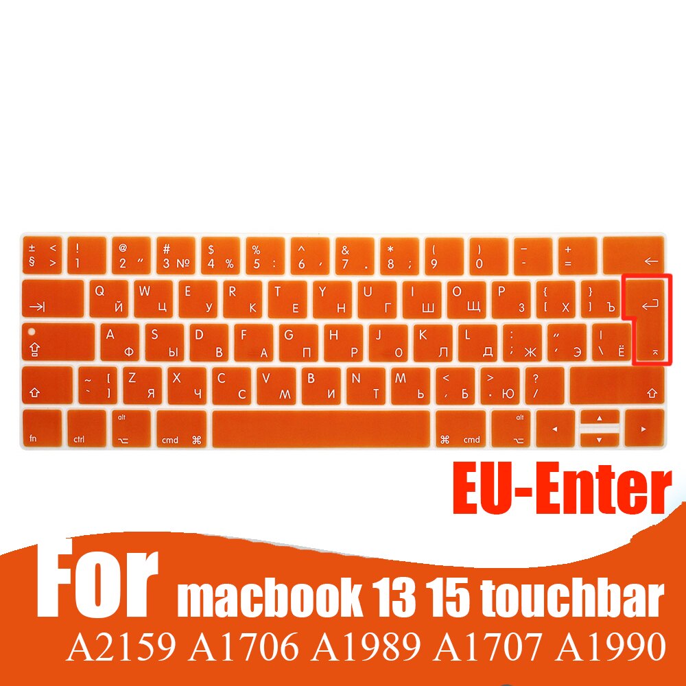 Rosyjska obudowa klawiatury laptopa dla Macbook pro 13 15 touchbar klawiatura ochronna kolorowa obudowa klawiatury A2159 A1707 A1989A1990: EU Orange