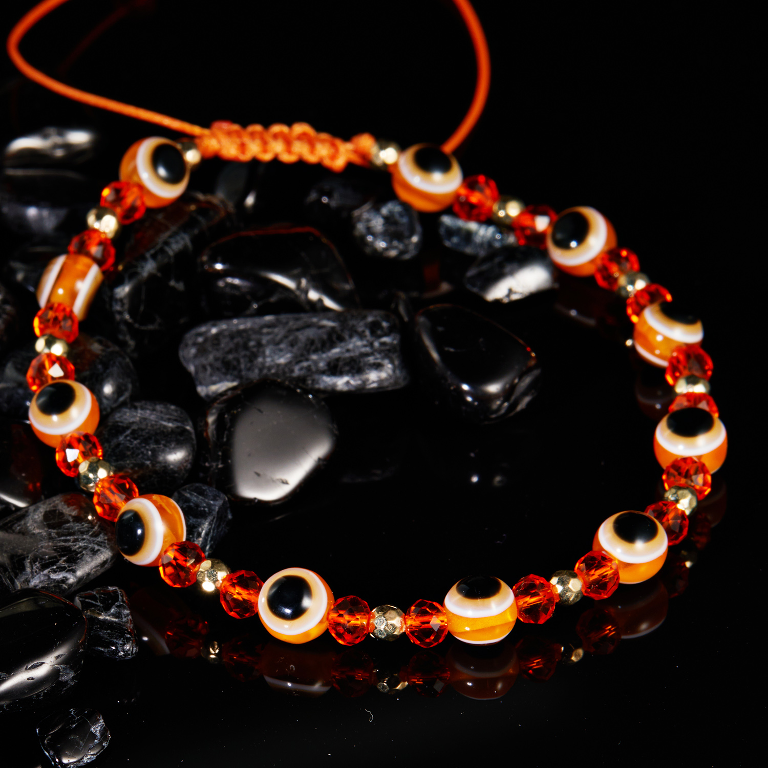 Pulseras turcas contra el mal de ojo, pulsera de cuentas de cristal coloridas para hombres y mujeres, joyería con dije de cuerda trenzada hecha a mano: Color amarillo dorado claro