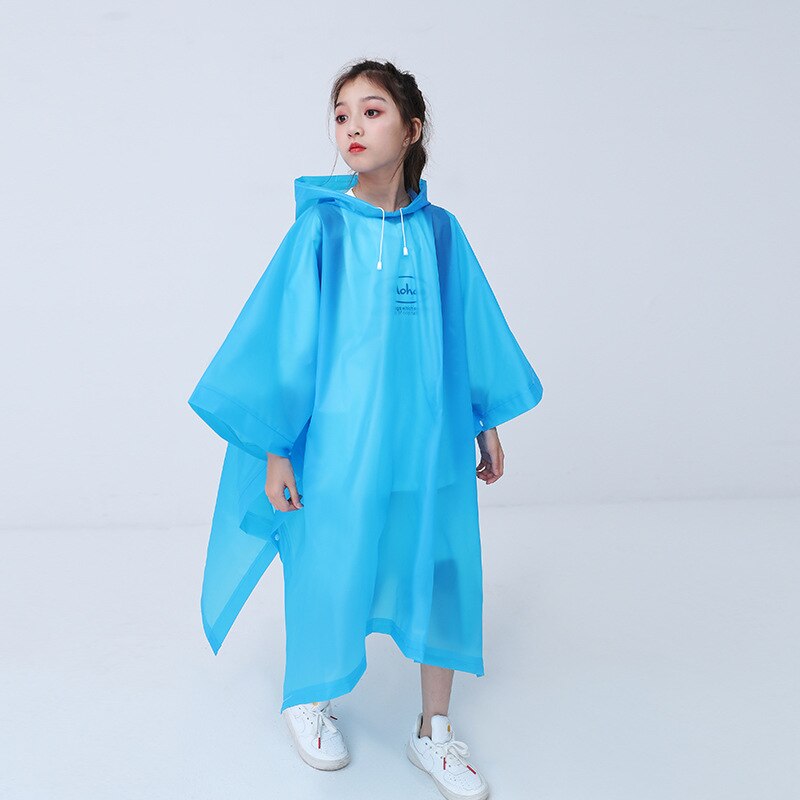 Chubasquero transparente con capucha para niños, chaqueta impermeable de para caminar, para niños y niñas: Azul
