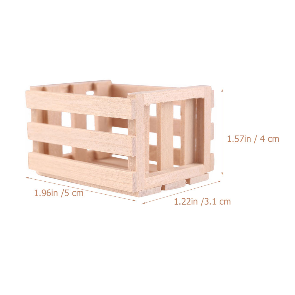 2Pcs Miniature Storage Box Model Kids Wooden Basket House Life Props