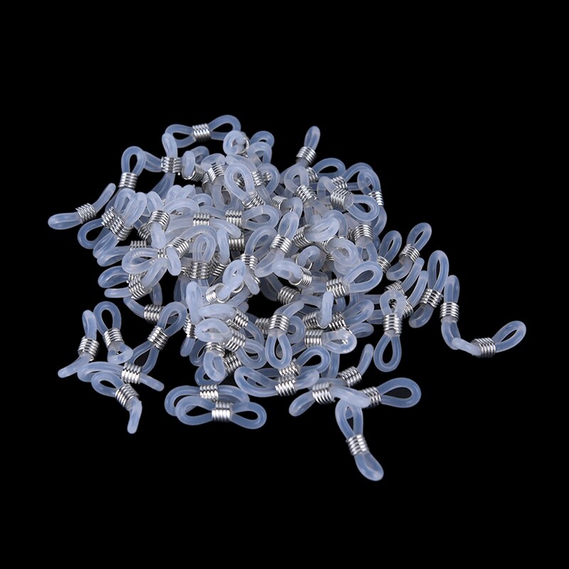 100PCS Silicone Glasses Chain Connection Glasses Chain Antiskid Rubber Ring Strap Extension Spring DIY Eyeglasses Rope: WHITE