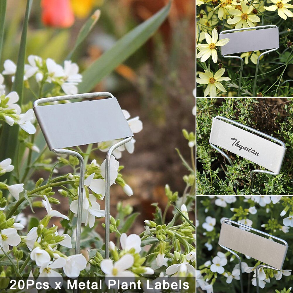 20pcs Metal Plant Labels Seedling Tags Handwritten Metal Plant Labels Sign Garden Markers Reusable 4/6/8/10Inch Classification