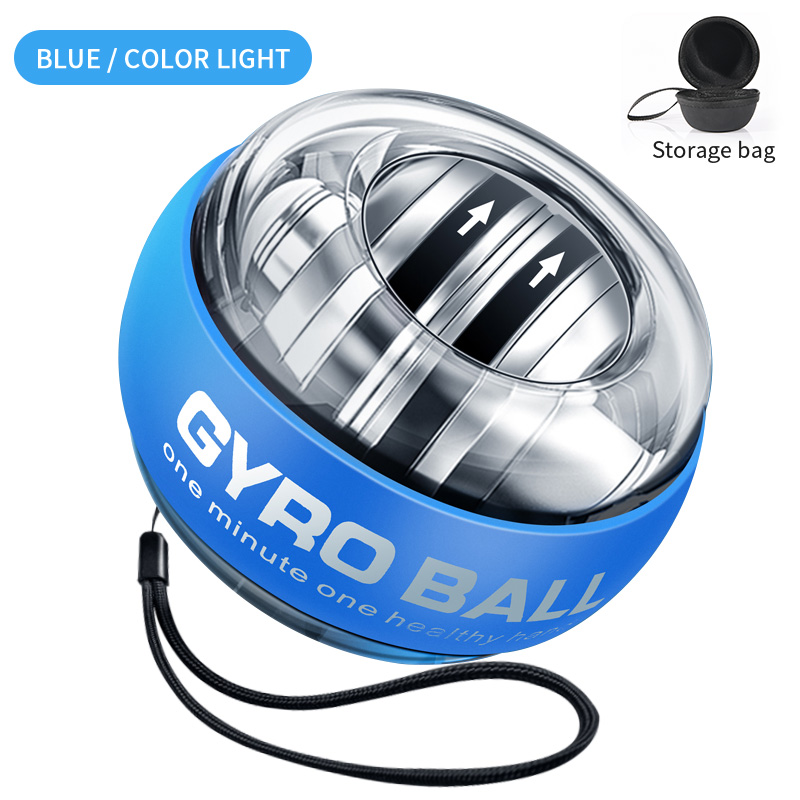 LED wrist ball muscle strength training gyroscope power ball intensifier arm exerciser power ball home gym workout fitness equip: Platinum blue