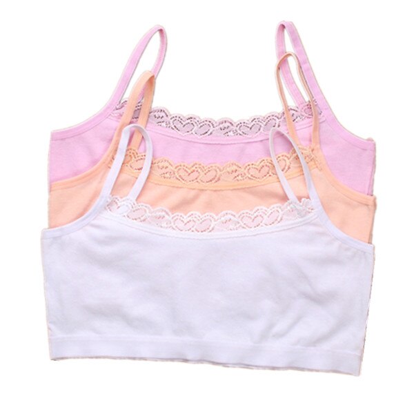 5pcs/lot Young Girls Students Bra Solid Cotton Purbery Children Lace Underwear Kids Vest Bras Teenage Underclothes: MULTI