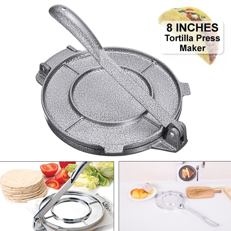 Máquina plegable de aluminio para hacer tortillas de 8 pulgadas, herramienta para hornear Tacos de masa de cocina, utensilios para Tartas, artilugios de cocina
