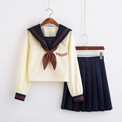 Japansk skoleuniform piger klassisk service england koreansk high school kvinder sømandsdragter afgangsuniform: Lange ærmer - korte / M