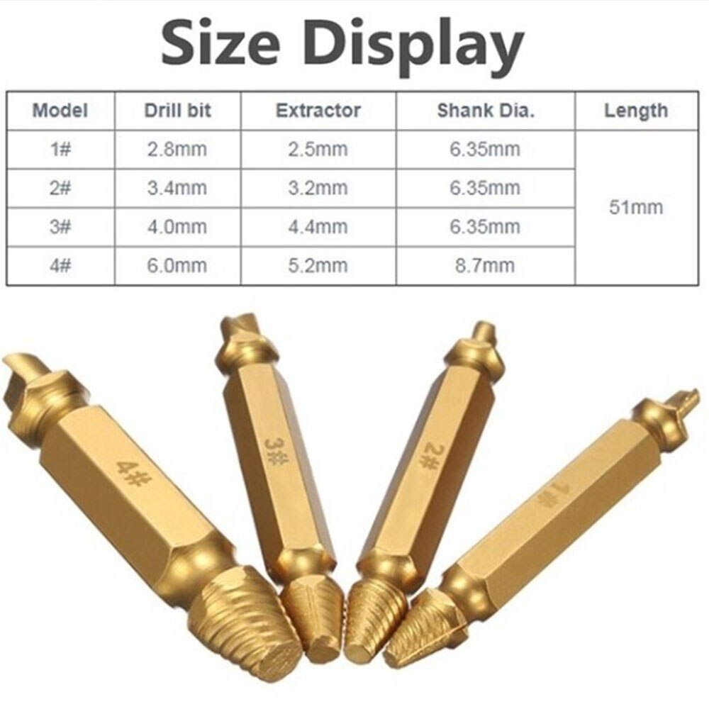 1/4PCS S2 quick Damaged Screw Extractor Screw bits drill Kit Damaged Extractor Broken Speed Out Drill Bits Remover screw tool